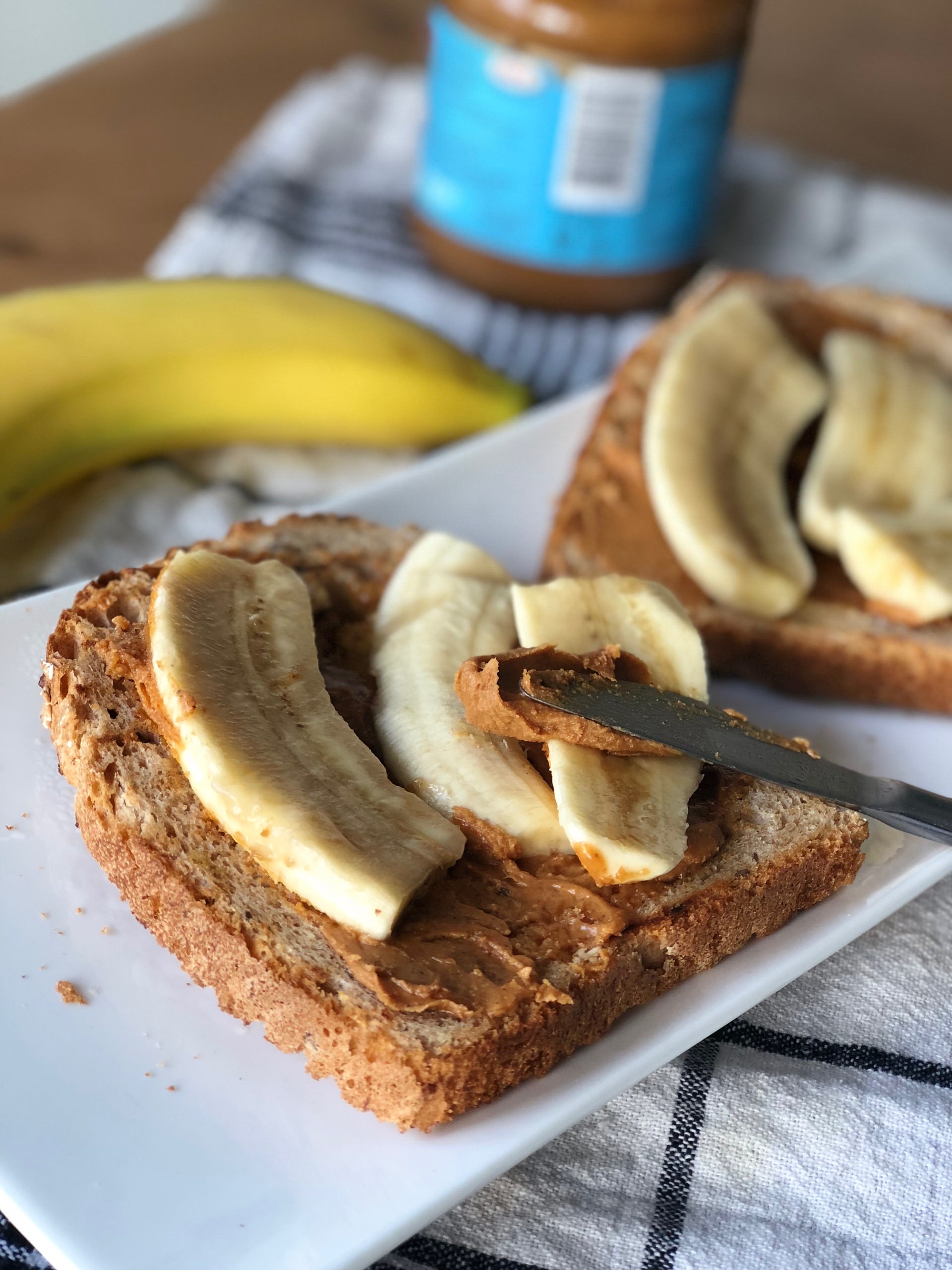 Volkorenbrood Met Banaan En Pindakaas Light