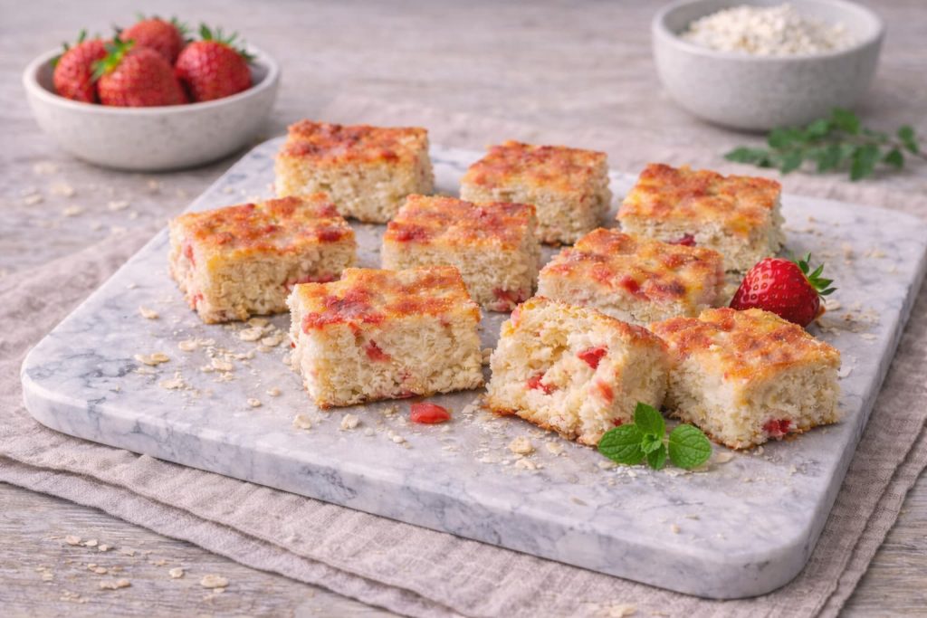 Gezonde aardbeien kwark stukjes