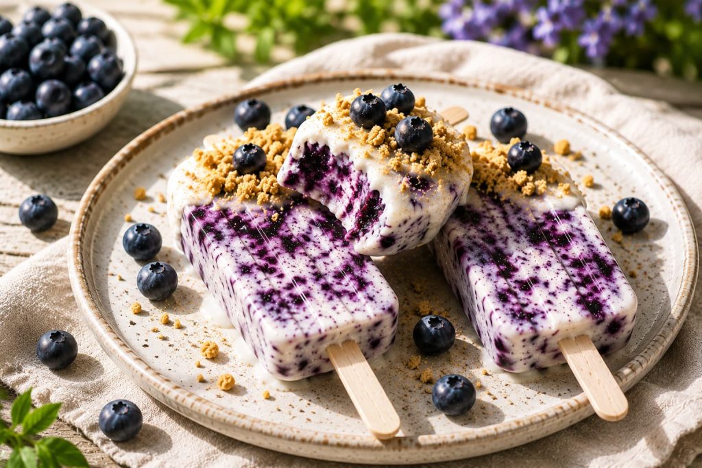 Romige blauwe bessen cheesecake ijsjes I Jonathan Klaassen